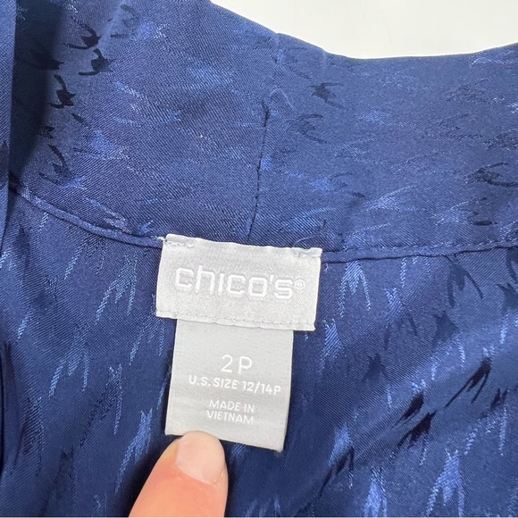 chico’s women’s blue printed kimono with scarf 12/14P L106-1 - Picture 7 of 7